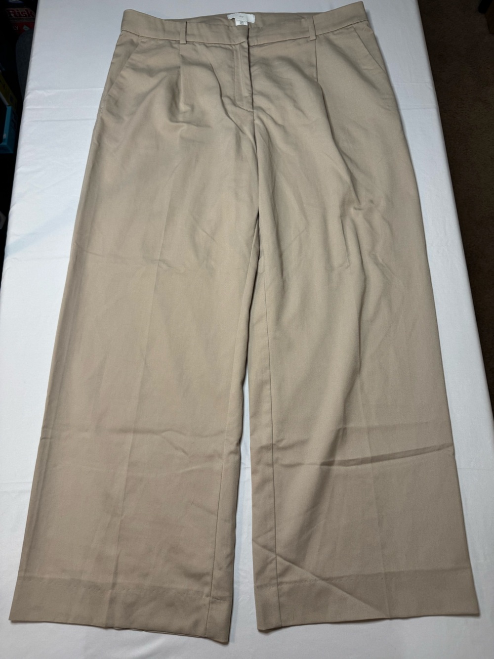 H&M Wide-Leg Pants in Light Beige